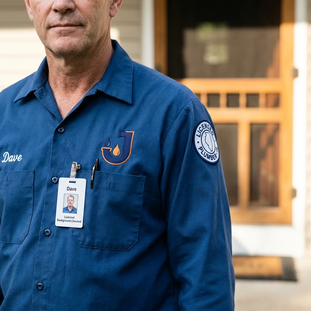 Licensed plumber showing ID badge in Attica, NY